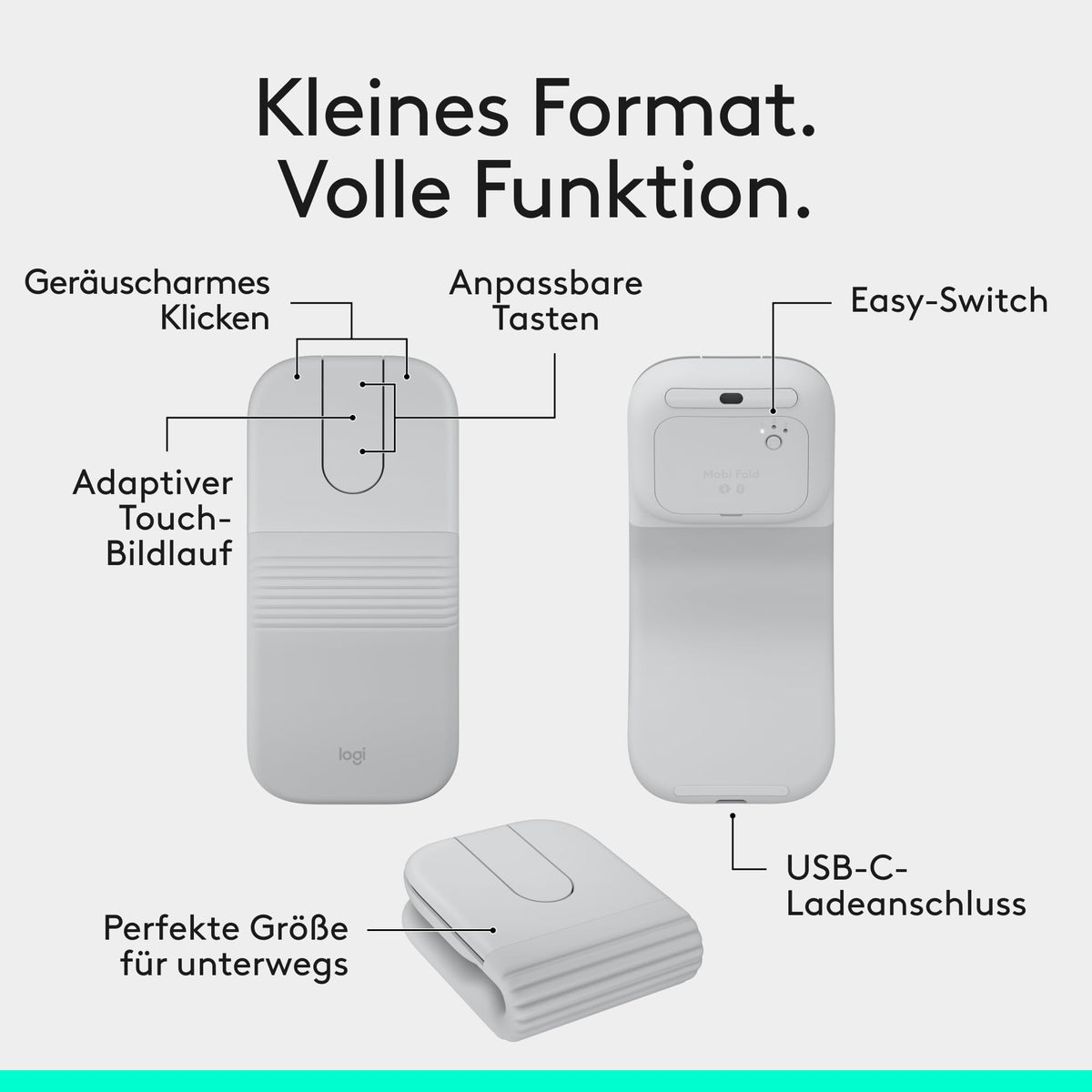 Logitech Mobi Fold, maus ultramobilă pentru deplasare - 910-007631