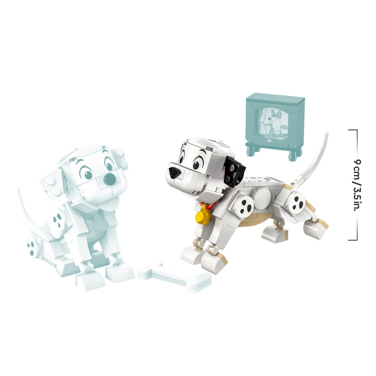 LEGO ǀ Disney Lucky & Penny 101 Dalmatians - Puppy Playset - Animal Figures to Play with Moving Heads, Legs & Tails - Bones & TV - Gift for Girls Ages 6 and Up - 43271