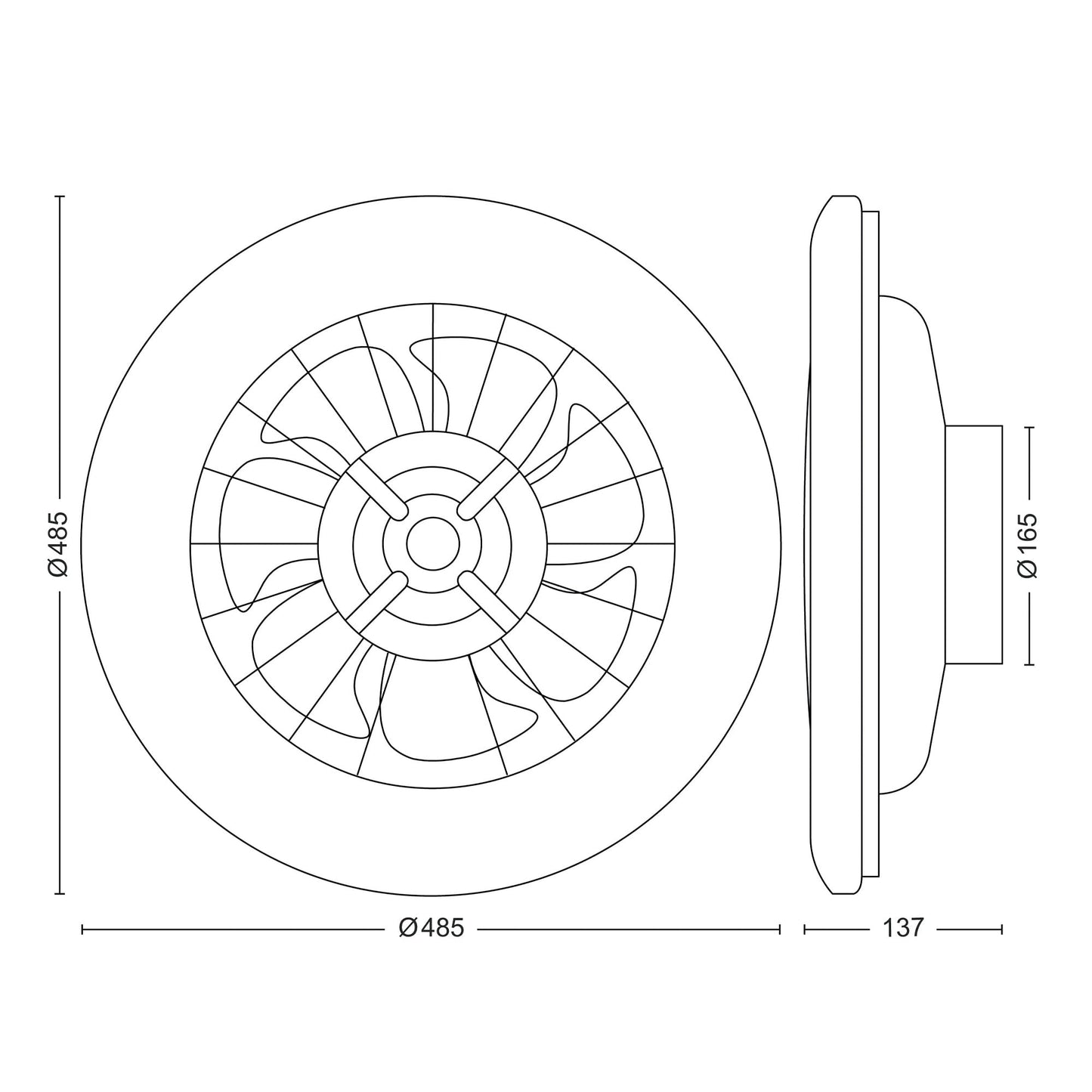 PHILIPS ceiling fan and LED ceiling light Amigo, 20W+40W, diameter 49cm, round, including remote control - 929003338201
