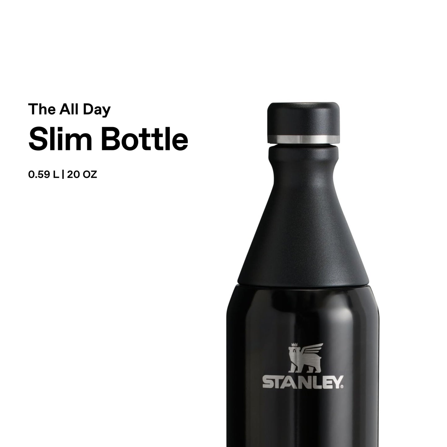 Stanley 1913 All Day Slim Drinking Bottle 0.6L - Black - 10-12069-024
