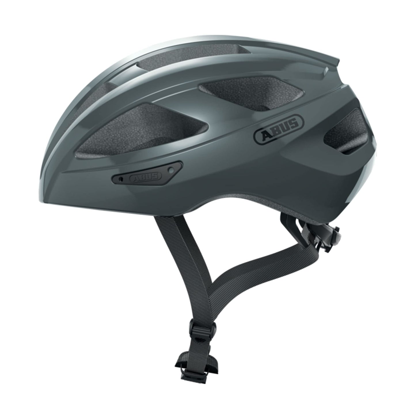 ABUS road bike helmet Macator - sporty bike helmet for beginners - also for pigtail wearers - for men and women - shiny gray, size S - 67328