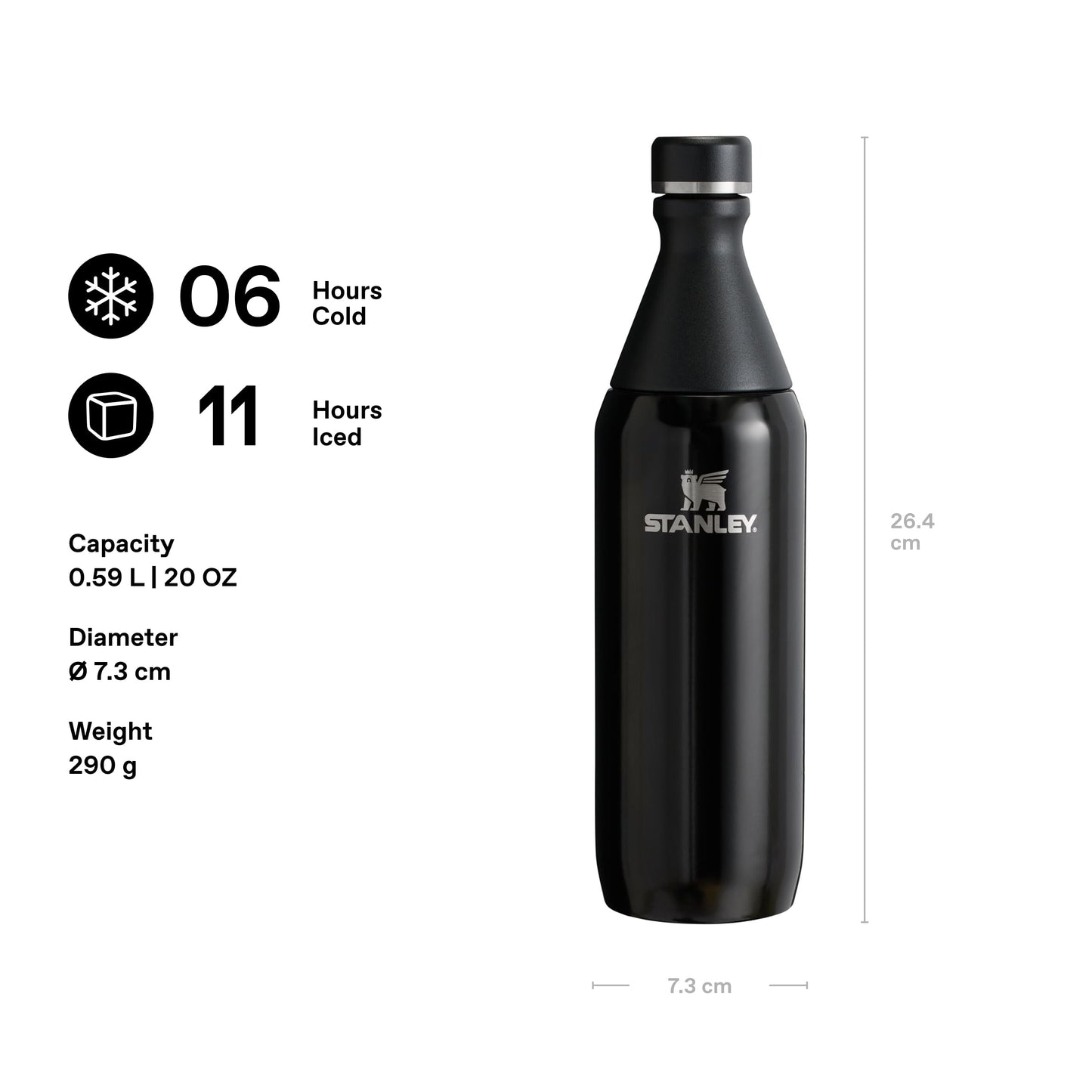 Stanley 1913 All Day Slim Drinking Bottle 0.6L - Black - 10-12069-024