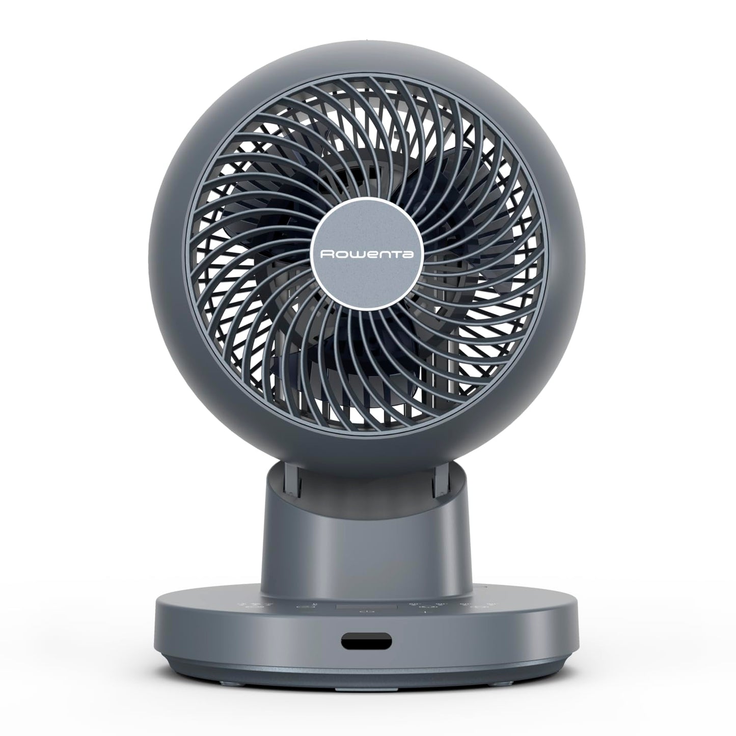Rowenta Turbo Swift Compact table fan, multi-directional swivel function, up to 50% energy saving, 12 speed levels, 12h timer, compact design, extremely quiet, blue, QV2540F0