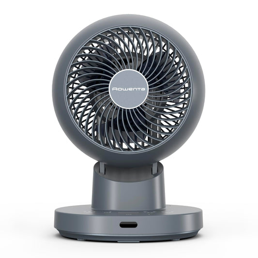 Ventilator de masă Rowenta Turbo Swift Compact, funcție de oscilație multidirecțională, economie de energie de până la 50%, 12 trepte de viteză, temporizator de 12 ore, design compact, extrem de silențios, albastru, QV2540F0