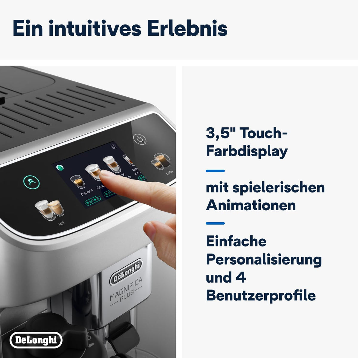 De'Longhi Magnifica Plus - aparat de cafea complet 18 băuturi argintiu negru - ECAM322.70.SB