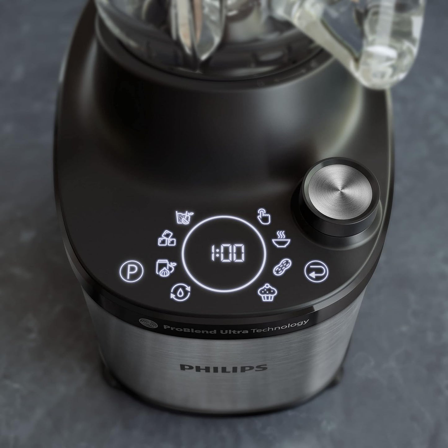 Philips 7000 Series High Performance Blender - ProBlend Ultra Technology, 1,500 W, 2 L Glass Container, Quick Select Programs for Smoothies & Soups, HomeID App, Dishwasher Safe Parts (HR3760/10)