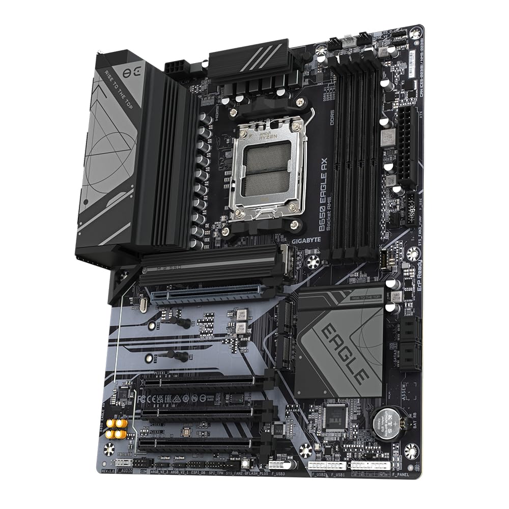 Placa de bază GIGABYTE B650 Eagle AX - Seria AMD Ryzen 9000, VRM cu 12+2+2 faze, până la 7600 MHz DDR5 (OC), 1xPCIe 5.0 + 2xPCIe 4.0 M.2, GbE LAN, WiFi 6E, USB 3.2 Gen 2