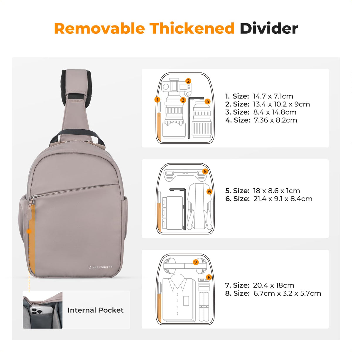 K&F CONCEPT Geantă pentru cameră, Geantă tip sling pentru cameră Rucsac foto mic - JPKF13.171V1US