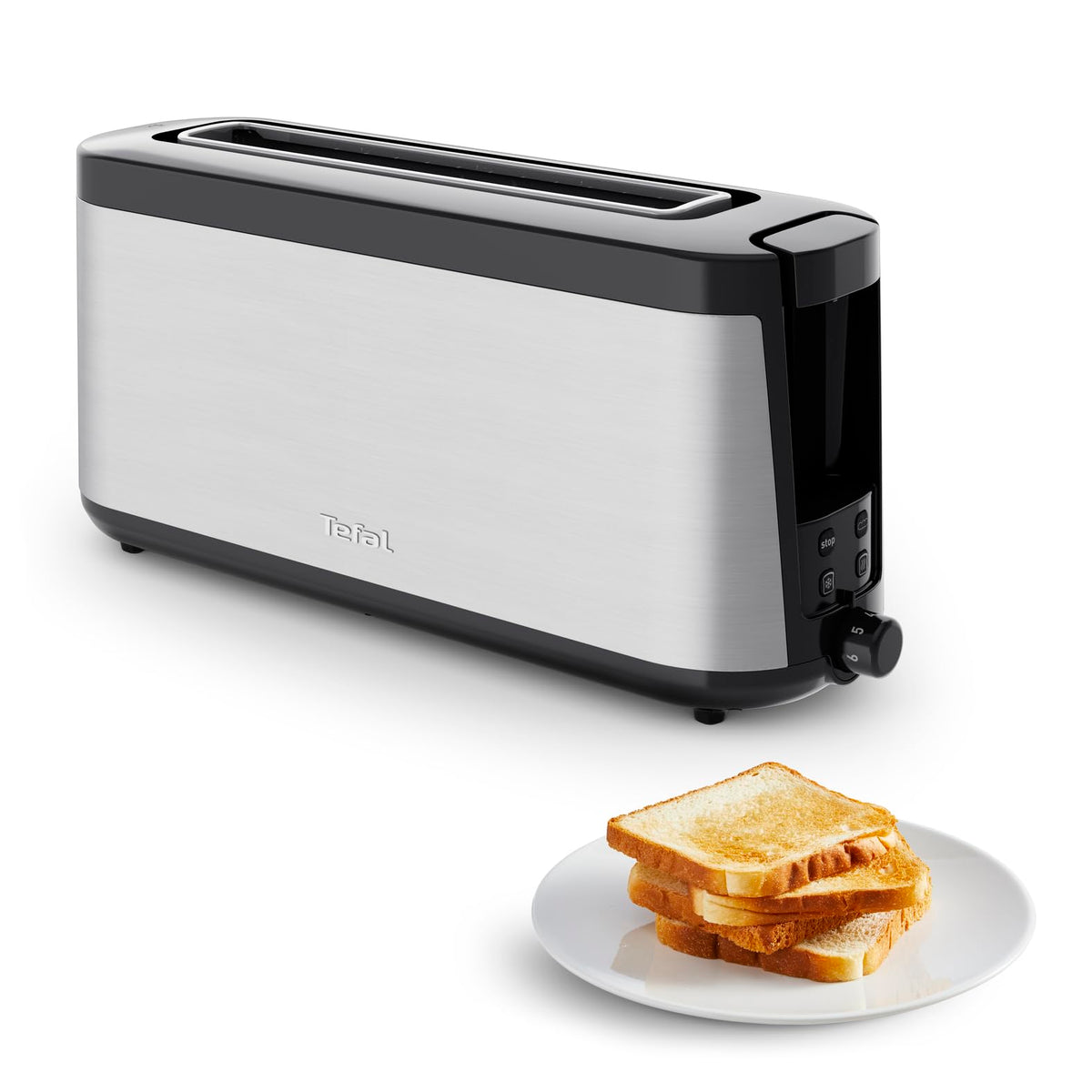 Tefal Element prăjitor de pâine cu fante lungi, suport integrat pentru chifle - TL430811