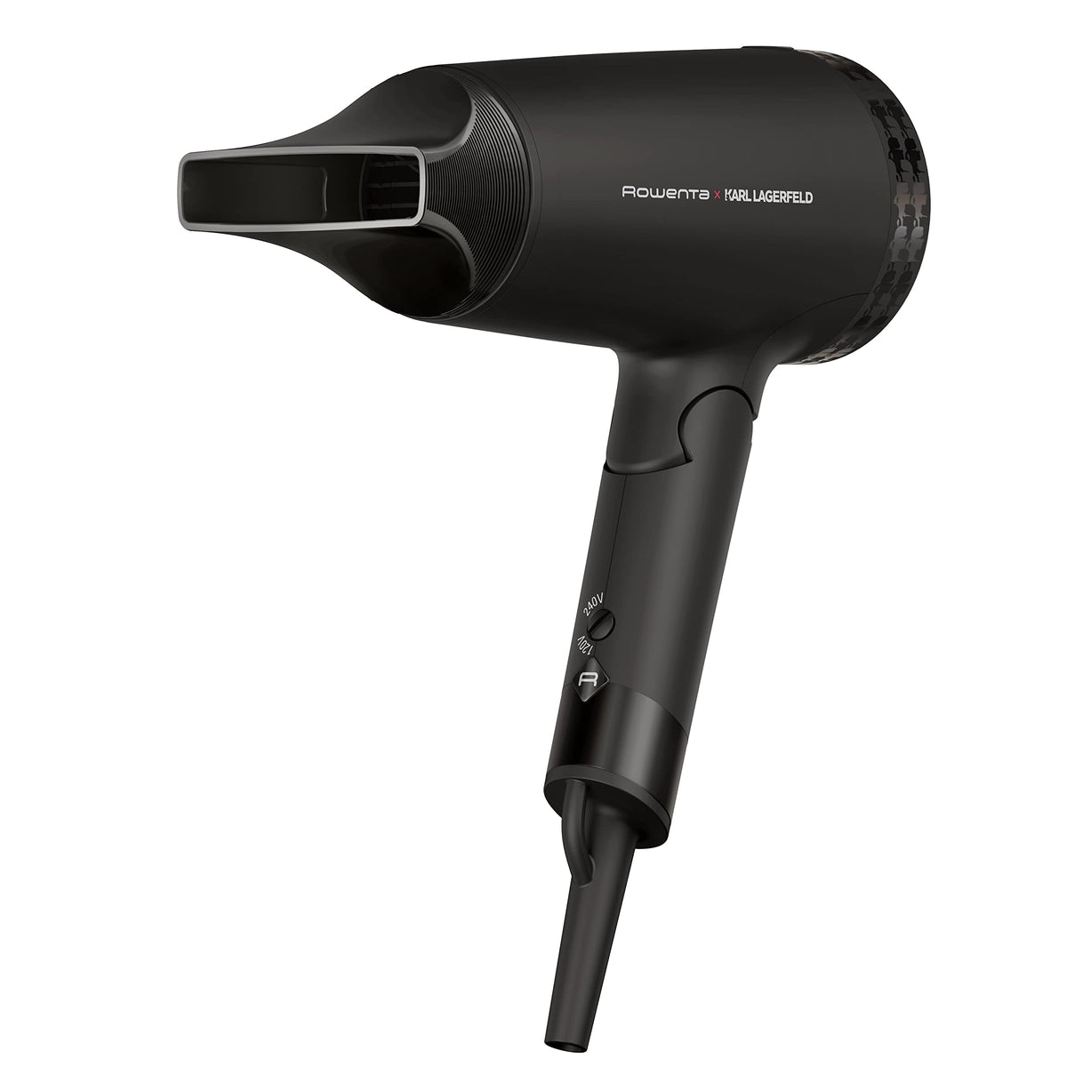 Rowenta x Karl Lagerfeld CV184L Express Style Hair Dryer | compact and powerful | foldable design | travel-friendly | ultra-lightweight | shine booster | individual settings | Black - CV184LF0