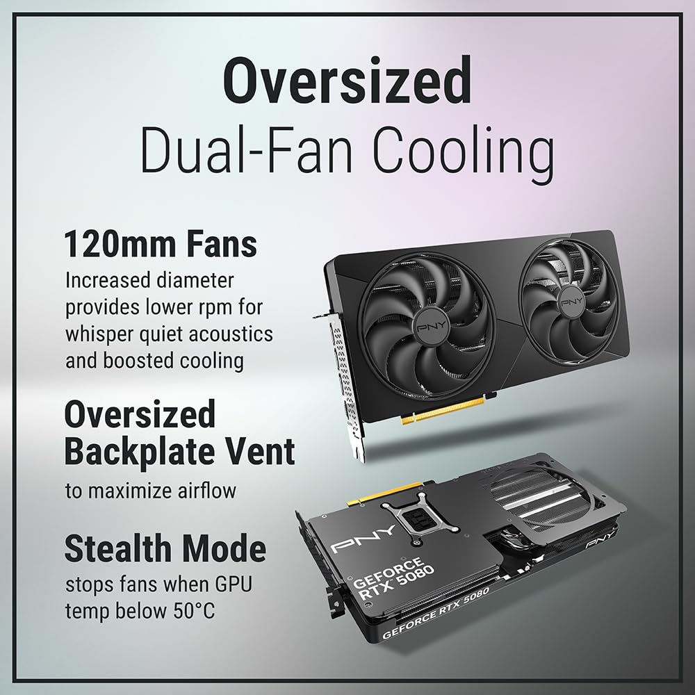PNY NVIDIA GeForce RTX™ 5080 Slim Dual Fan, Dual Slot OC Graphics Card - VCG508016DFSXPB1-O