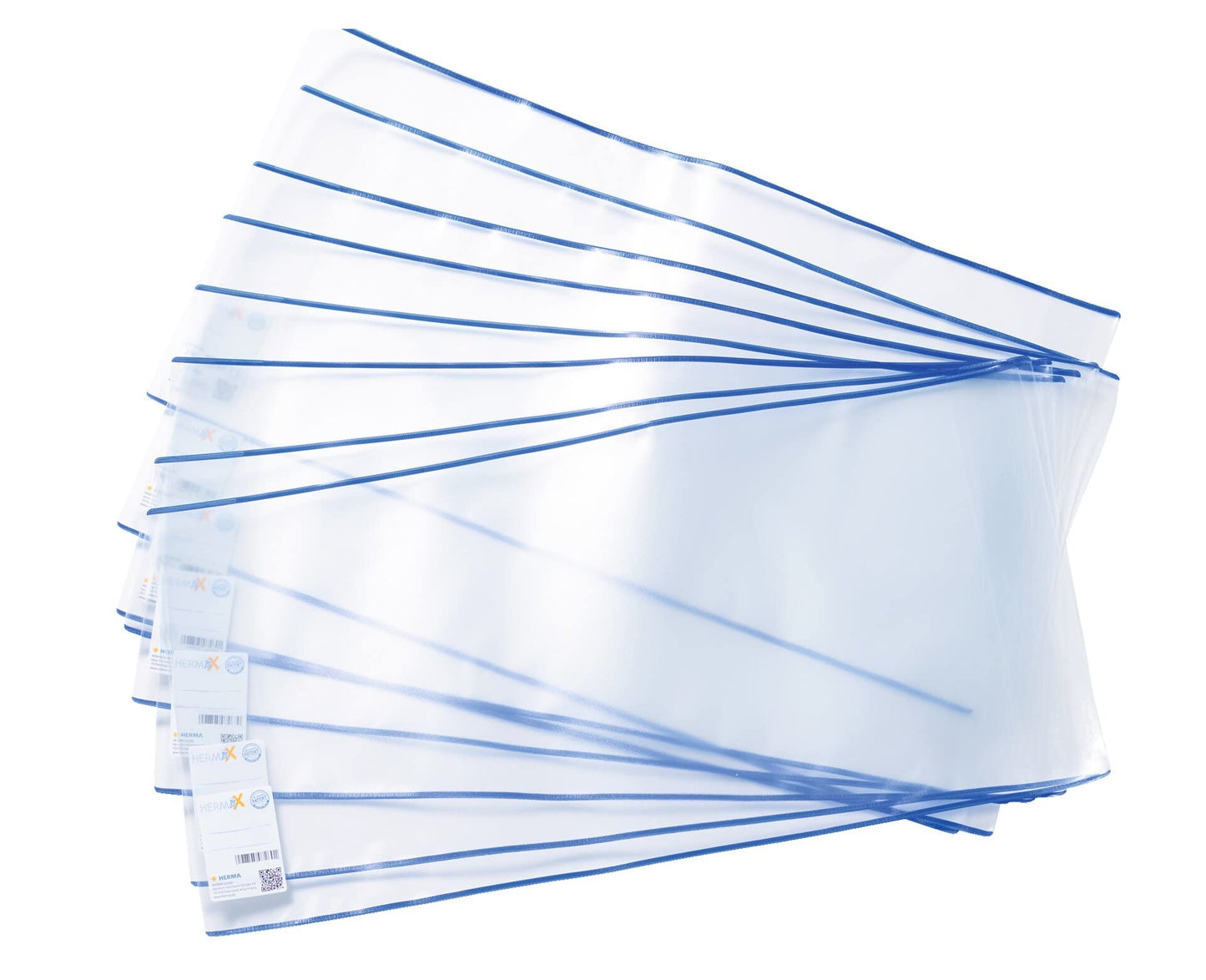 HERMA 7267 book covers 26.7 x 54 cm HERMÄX Classic, 20 pieces, book covers with label and edge protection made of wipeable polypropylene film, book protector set for school books, transparent