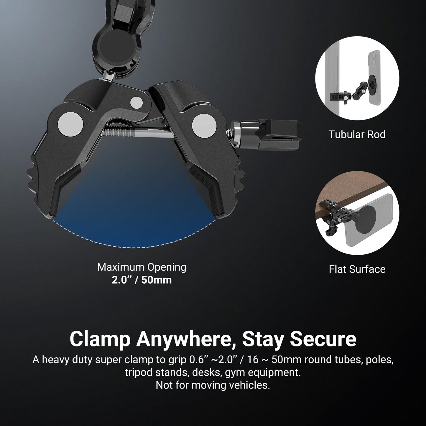 NEEWER Magnetic Mobile Phone Holder with Super Clamp, Adjustable Metal Holder with 1/4" Screw and Ball Heads Magic Arm Compatible with MagSafe iPhone for Rod Tripod Microphone Stand Table, PA150 - 10107602