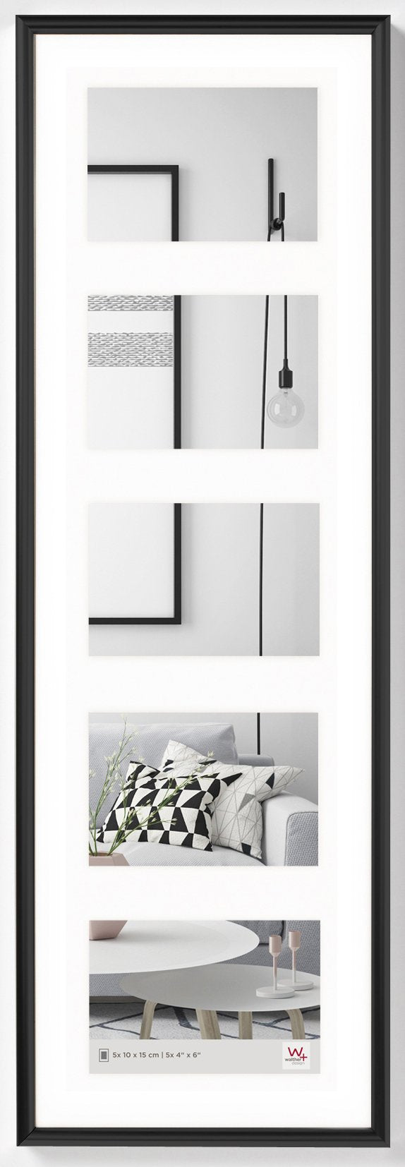 rame de fotografii walther design negru 5X 10x15 cm galerie cu passepartout, ramă din plastic Galeria KB515H