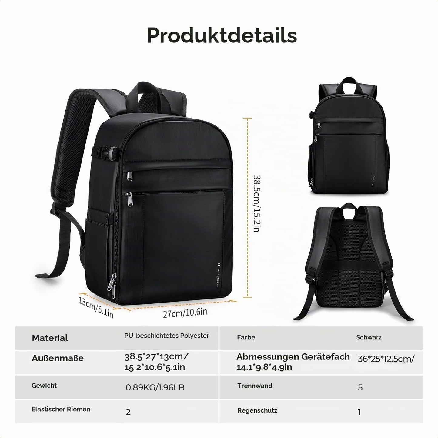K&F CONCEPT camera backpack photo backpack compact & lightweight with rain cover - KF13.223V4