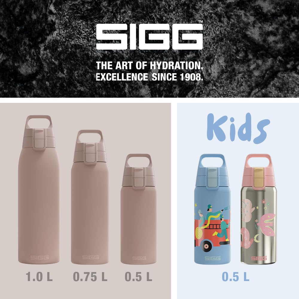SIGG - Insulated drinking bottle - Thermos bottle Shield Therm One Dusk - carbonated drinks - leak-proof - dishwasher safe - BPA-free - 90% recycled stainless steel - warm gray - 0.5L - 6022.10