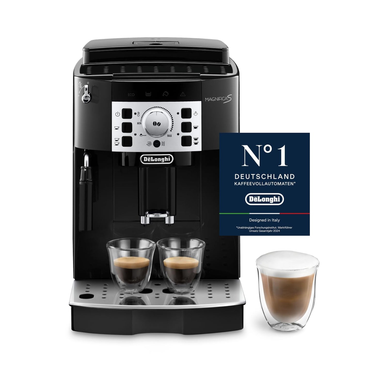 De’Longhi Magnifica S - Perfetto fully automatic coffee machine with classic milk frother, espresso and cappuccino coffee machine, control panel with buttons, black (ECAM22.110.B)