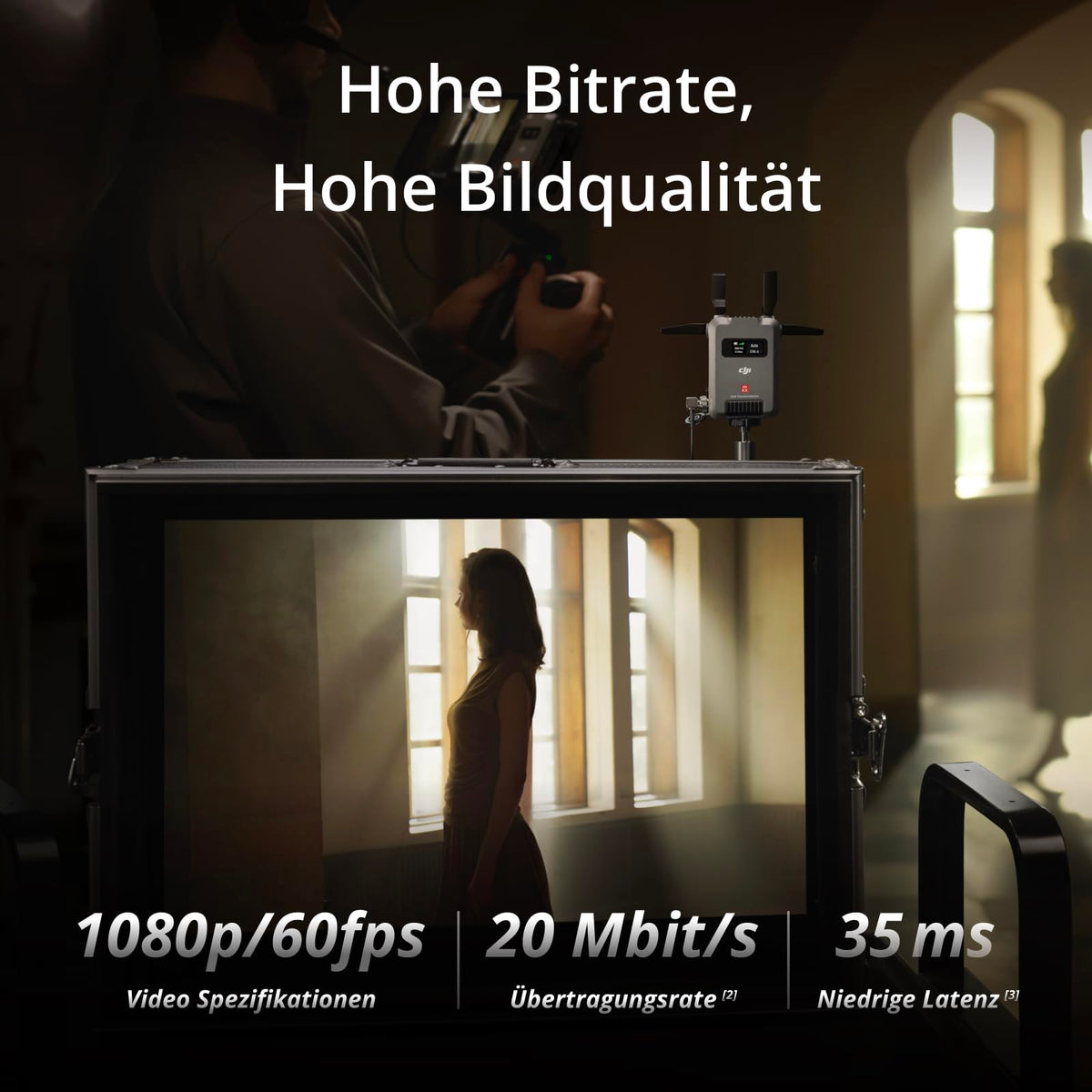 DJI SDR Transmission Combo, 3 km 1080p/60fps SDR wireless video transmission, transmitter & receiver, stable & anti-interference, strong penetration, high bitrate, USB-C monitoring - 6941565984012