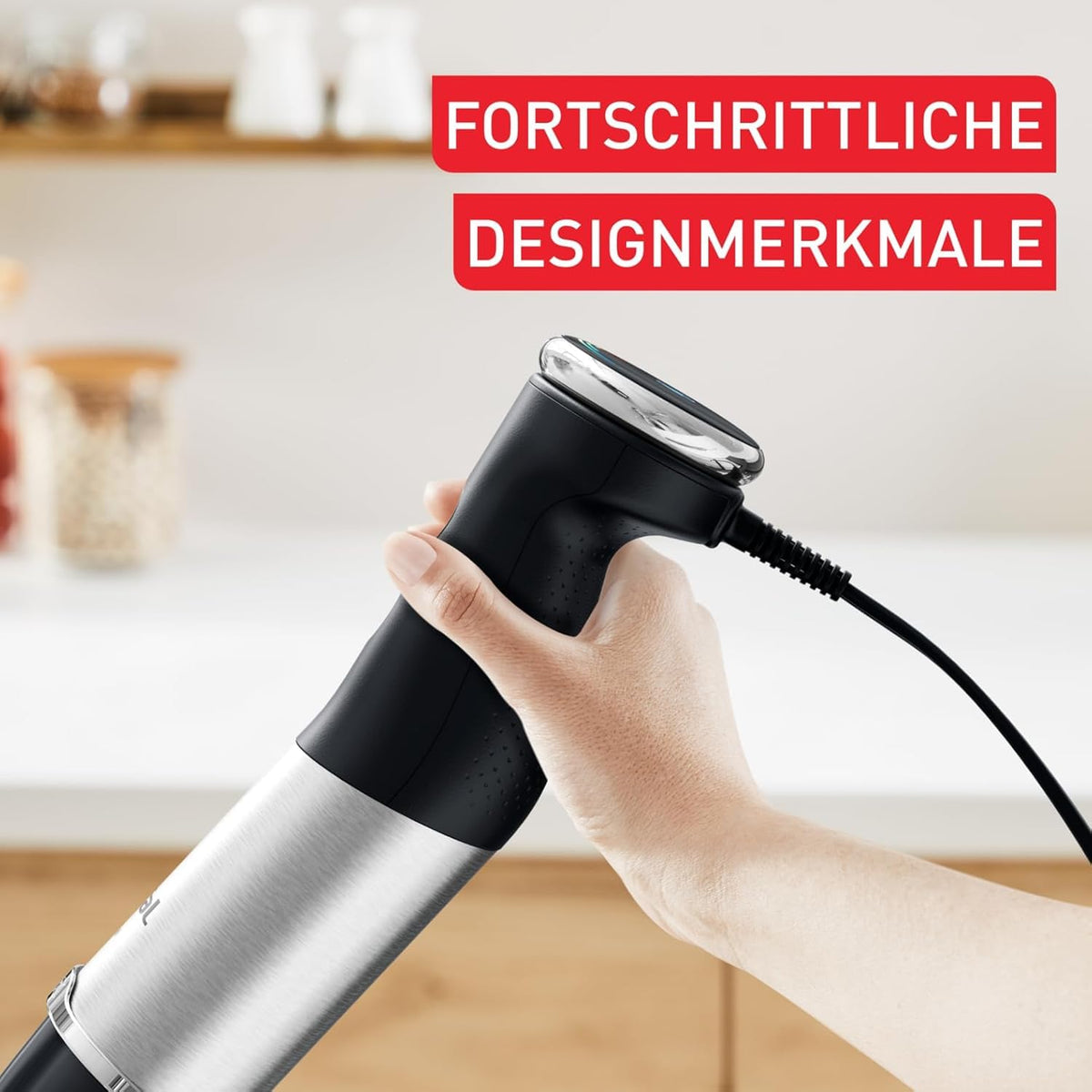 Tefal Quickchef+ 2-in-1 Mixeur plongeant și tocător, 1000 W, control intuitiv al vitezei, buton Turbo, protecție împotriva stropilor, tehnologie Powelix, oțel inoxidabil, negru, HB672830