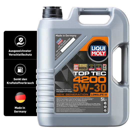 LIQUI MOLY Top Tec 4200 5W-30 New Generation | 5L | Synthesis technology engine oil | Item no.: 3707