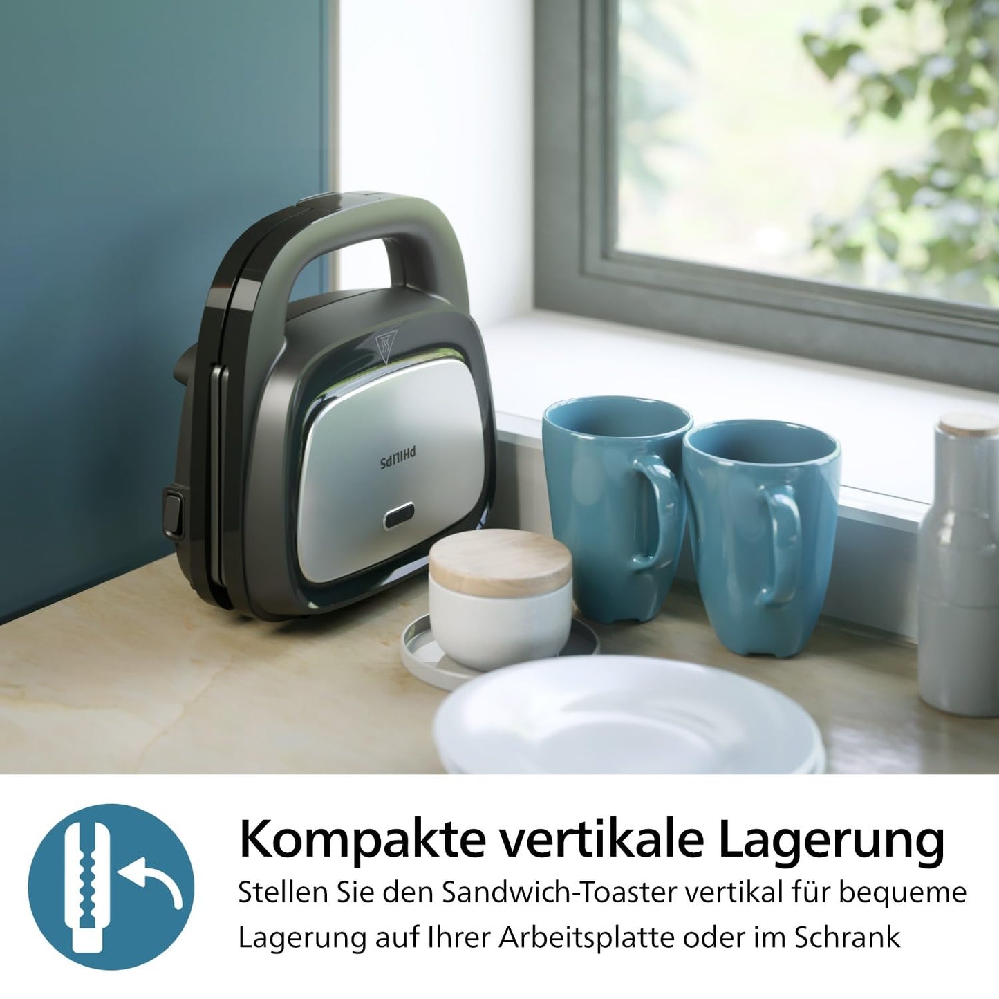 Philips 5000 Series 3-in-1 Sandwich Maker - Sandwiches, Waffles and Paninis, Non-stick, Interchangeable Plates, Cutting and Sealing. 750W, Black (HD2350/80)