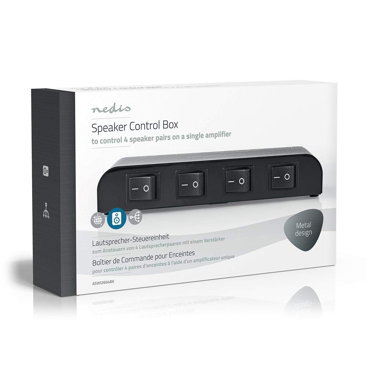 Nedis - Unități de control pentru difuzoare - 4 căi - Terminal de conectare - Negru - ASWI2604BK