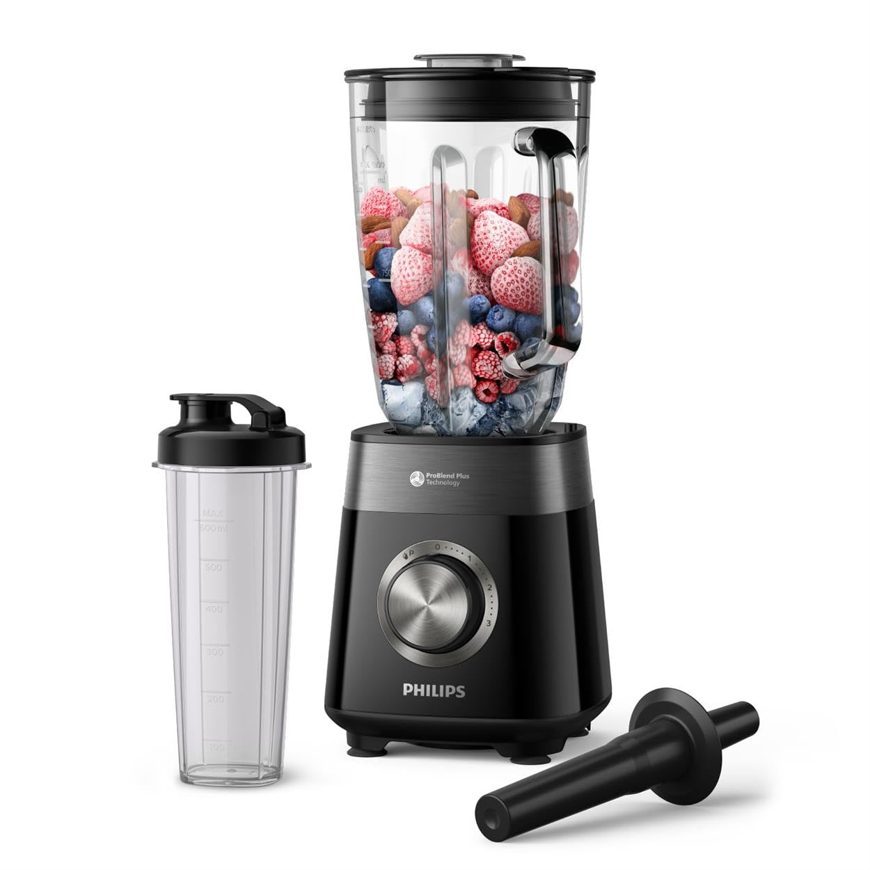 Philips 5000 series blender including blend-and-go container - 1200 W. 2L maximum capacity. ProBlend Plus technology. Dishwasher-safe parts. Black (HR3031/00)