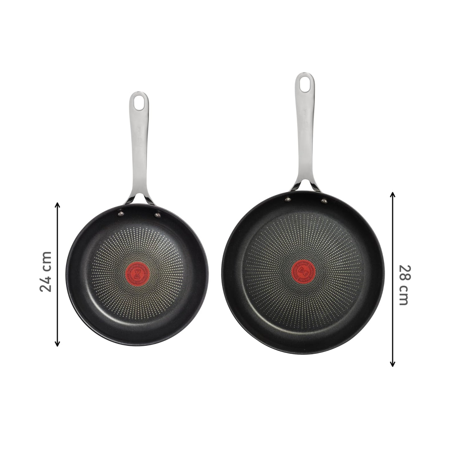 Tefal Jamie Oliver Cook's Direct On pan set 24/28 cm, induction frying pan, non-stick, oven-safe, suitable for all types of stoves, riveted handle, E304S244