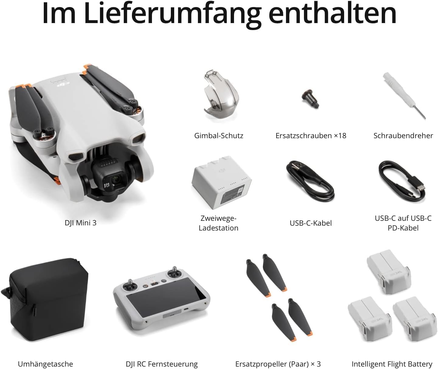 DJI Mini 3 Fly More Combo (DJI RC) - Ultralight, foldable mini drone with camera 4K HDR, up to 114 minutes flight time (3 batteries), vertical recording, 3-axis gimbal, 10 km HD transmission, C0 - 6941565979667