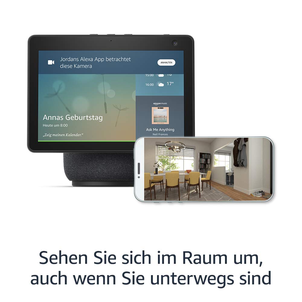 Echo Show 10 (3rd Generation, 2020) | High-resolution smart display with motion function and Alexa, white | Certified and refurbished - T4E4AT