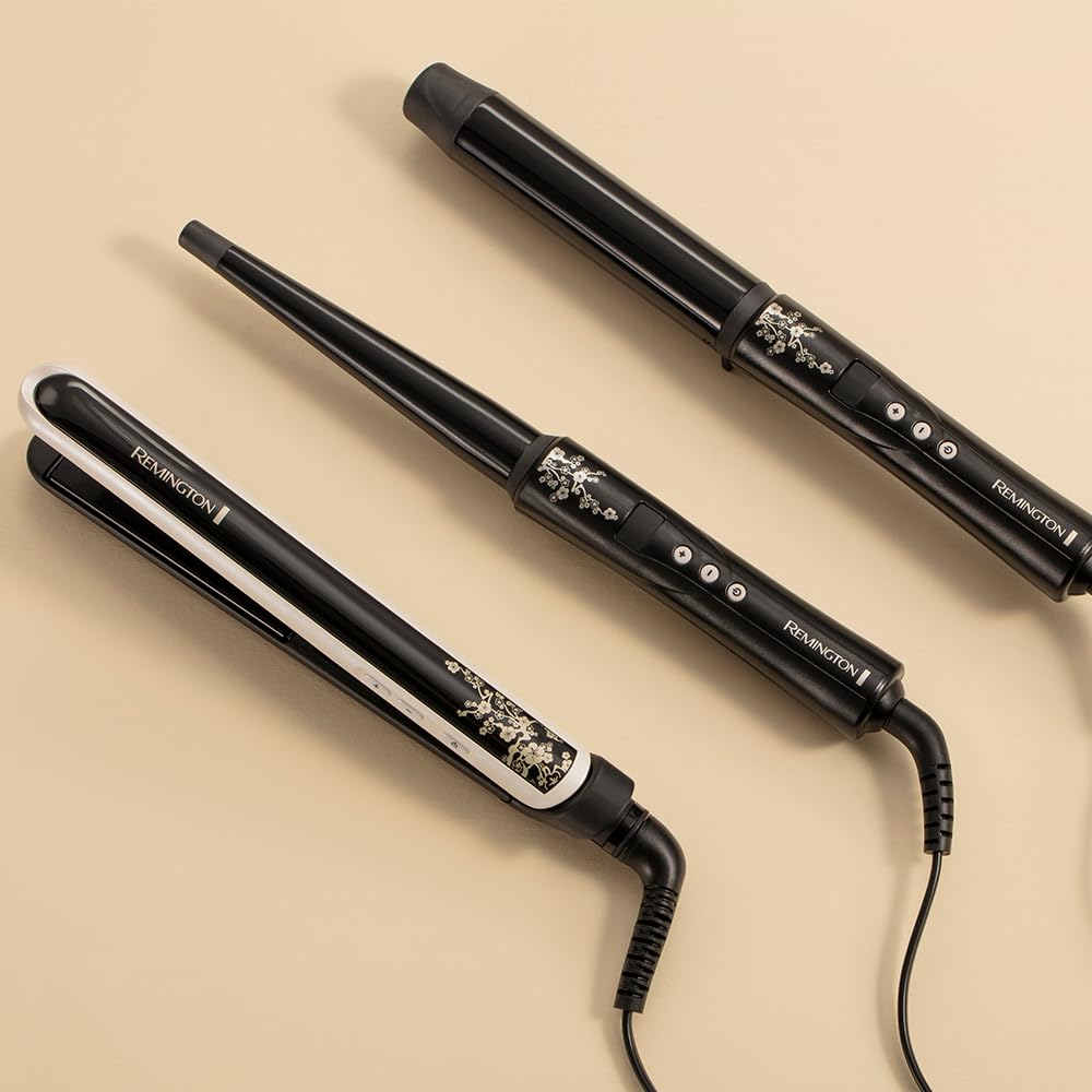 Remington Lockenstab [kegelförmig 13-25mm] Pearl Digital (încărcare ceramică de înaltă calitate cu perle reale) LCD-Display 130-210°C, mănușă termică, bucle naturale, bucle spirale & Beach Waves, CI951