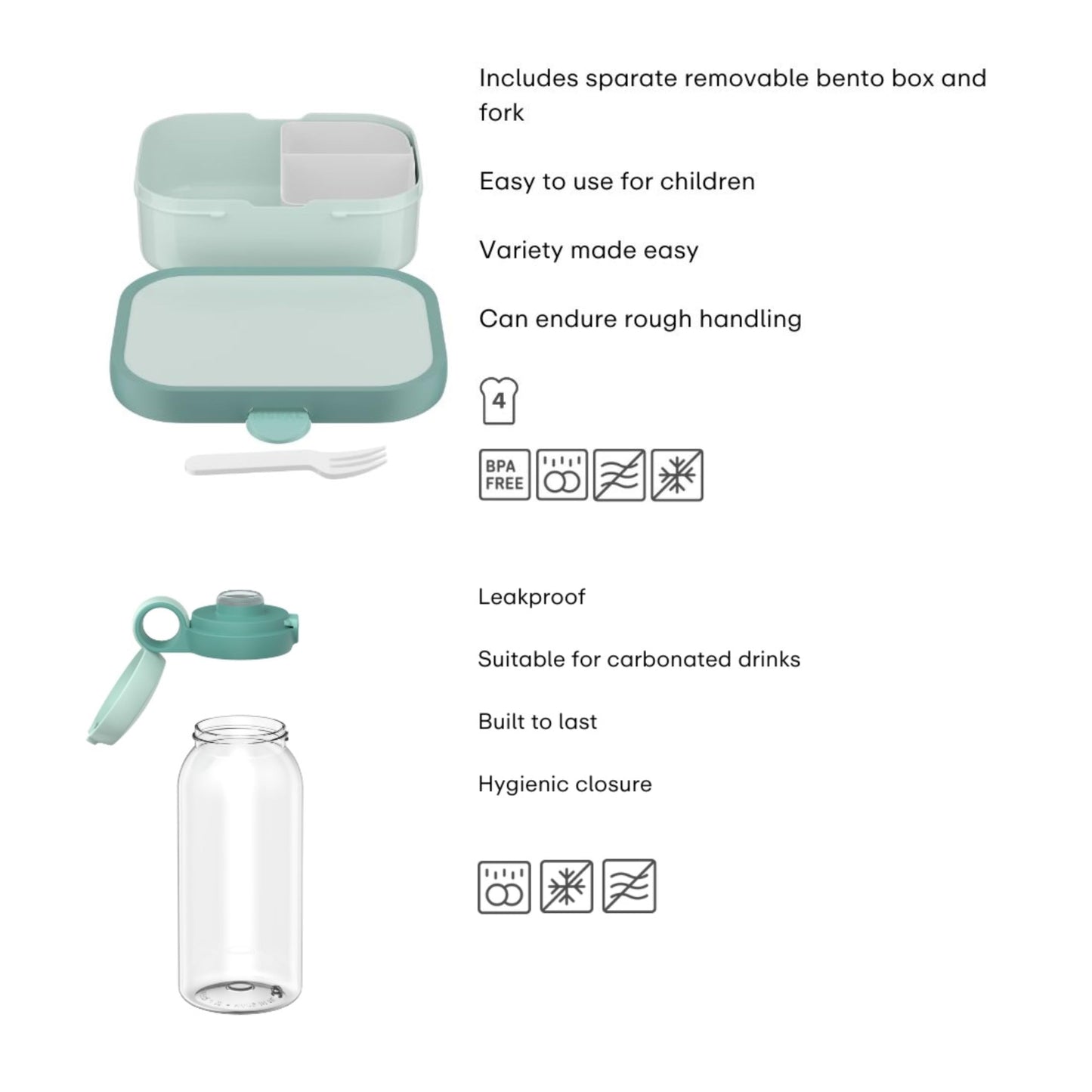 Mepal - Campus break set - Set for children with drinking bottle with hinged lid & lunch box - Lunch set for school or on the go - Dishwasher safe - 600 + 750 ml - Fairy Wonders - 107485165409