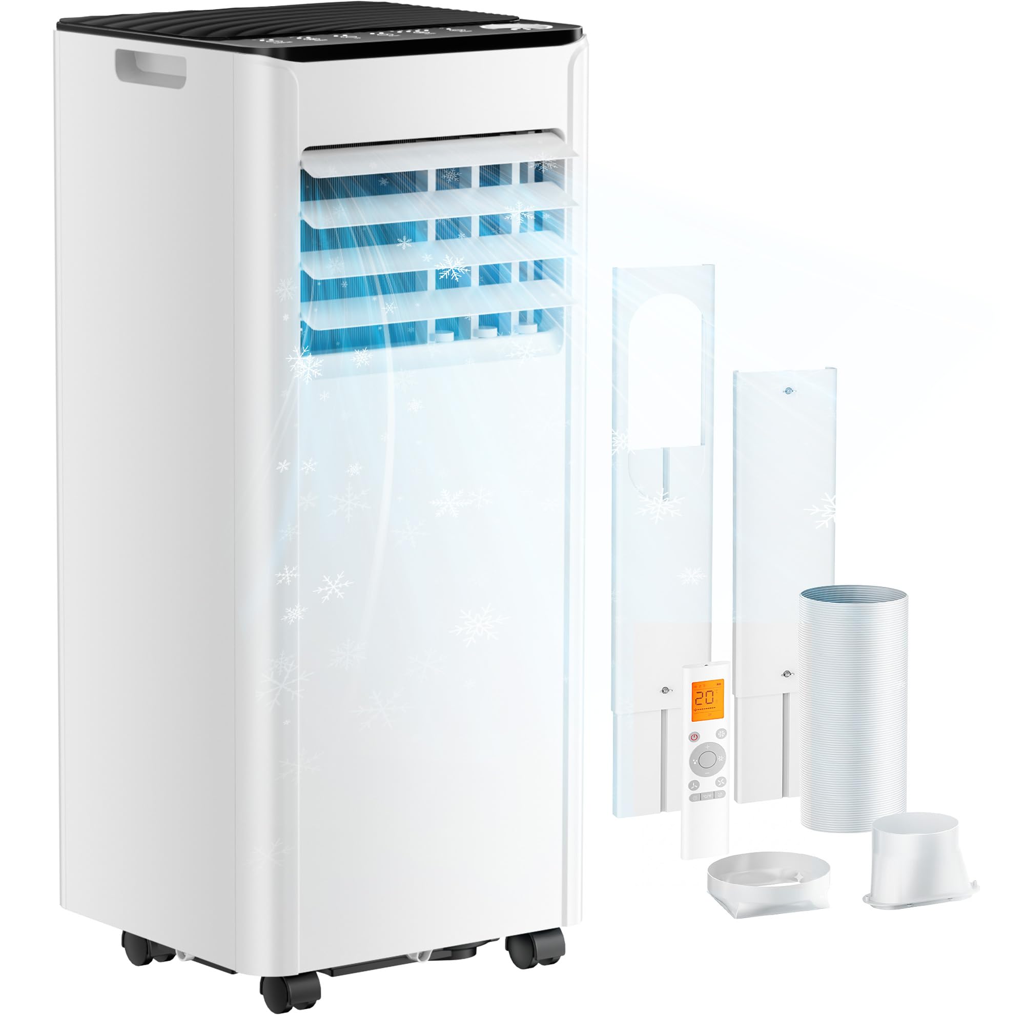 Air conditioning mobile - air conditioning unit with exhaust hose 7000 BTU | 4-in-1 mobile air conditioner | Quiet operation | Digital display + remote control | Window installation kit | 24h timer | For rooms up to 20 m² - OL-A016FF20N2