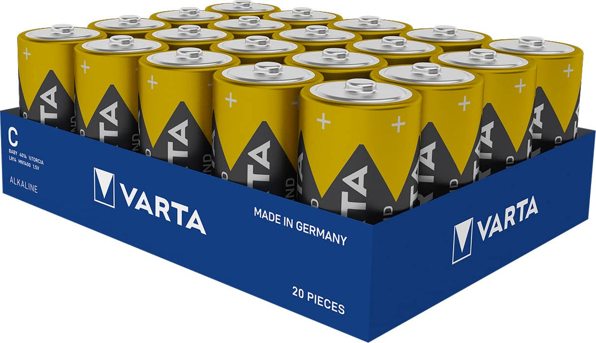 Baterii VARTA C Baby, 20 bucăți, Power on Demand, alcaline, pachet de rezervă, inteligente, flexibile, puternice, ideale pentru accesorii de computer, dispozitive Smart Home (pachet cu 2) - 401