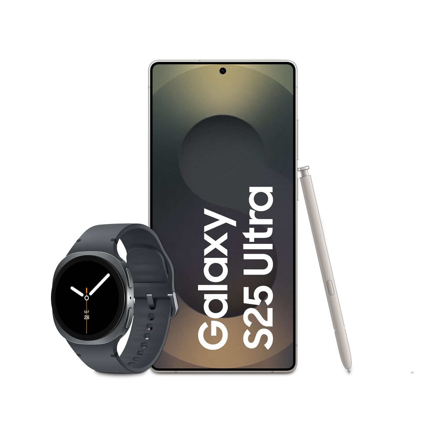 Samsung Galaxy S25 Ultra AI smartphone with Galaxy AI, 12 GB RAM, 1 TB storage, Titanium Black, 3 year manufacturer's warranty + Galaxy Watch8 smartwatch
