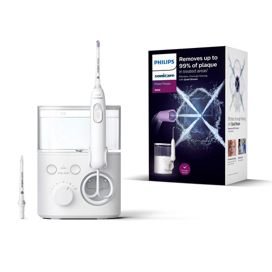 Philips Sonicare Power Flosser 3000, irigator oral cu tehnologie Quad Stream, alb (model HX3711/20)