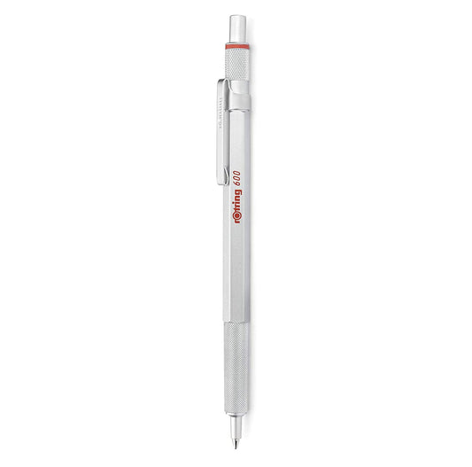 rOtring 600 Ballpoint Pen | Medium Tip | Black Ink | Silver Barrel | Refillable - 2032578