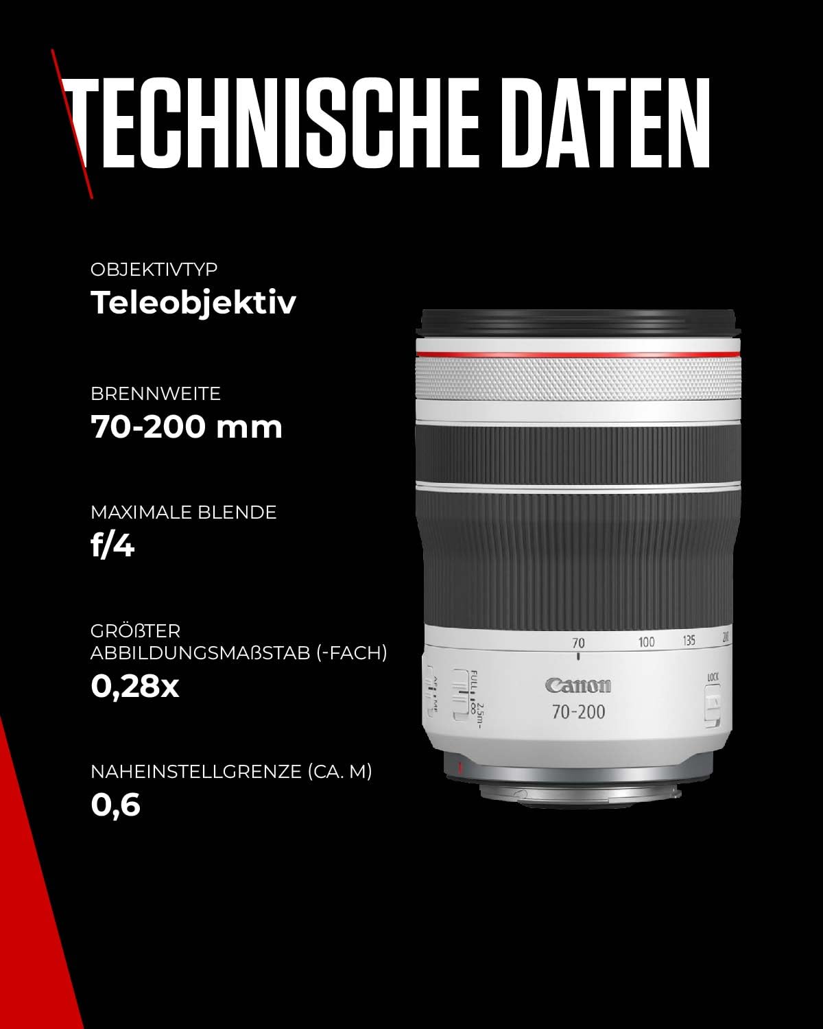 Canon RF 70-200mm F4L IS USM Obiectiv | Deschidere constantă a diafragmei de 1:4, design compact și ușor, rezistent la intemperii, compatibil cu toate camerele Canon din seria EOS R - 4318C005