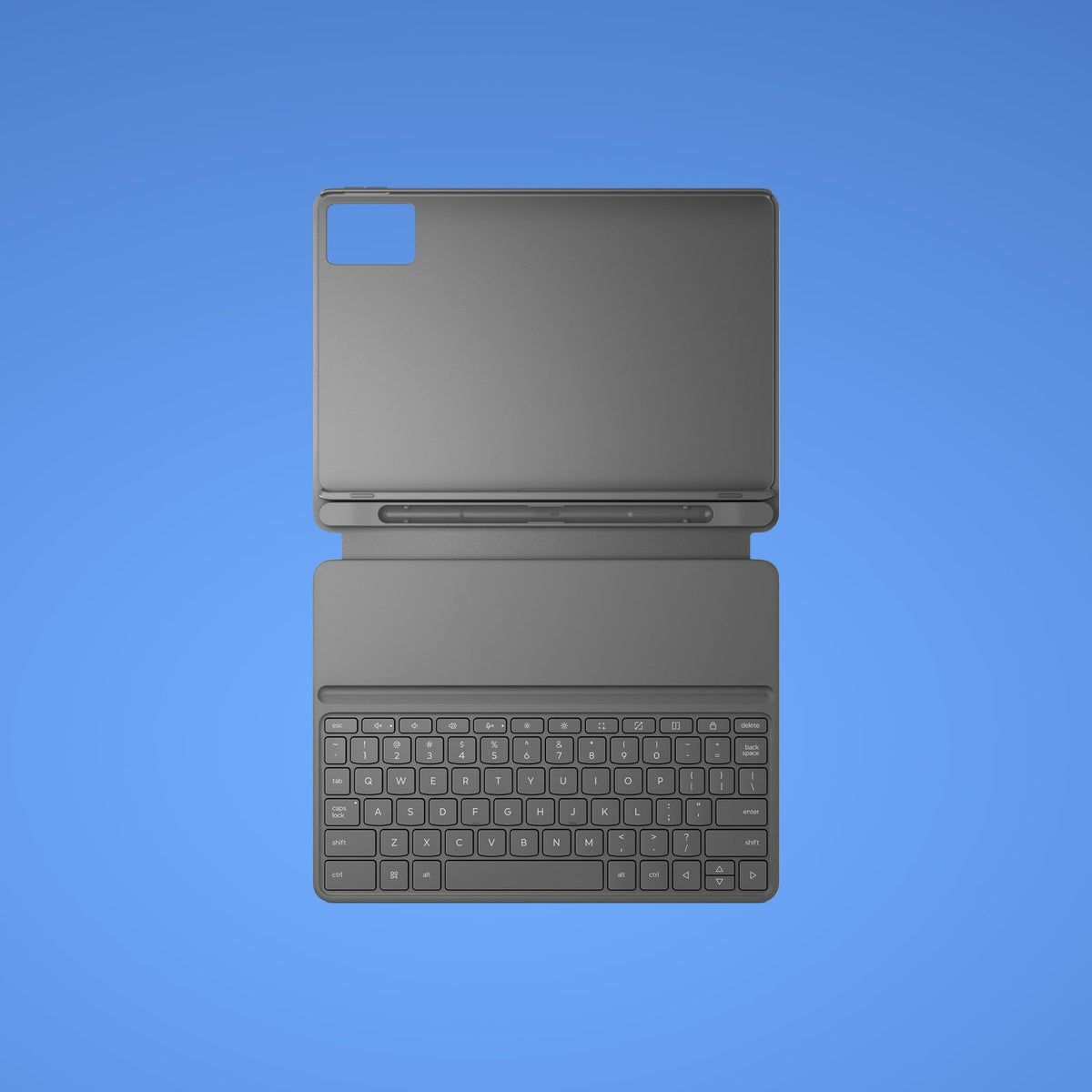 Lenovo Pogo-in Folio Keyboard, Folio keyboard for Lenovo IdeaTab with 3-pin instant connection, integrated stand, pen holder, intuitive layout, all-around protection - Gray - ZG38C07076