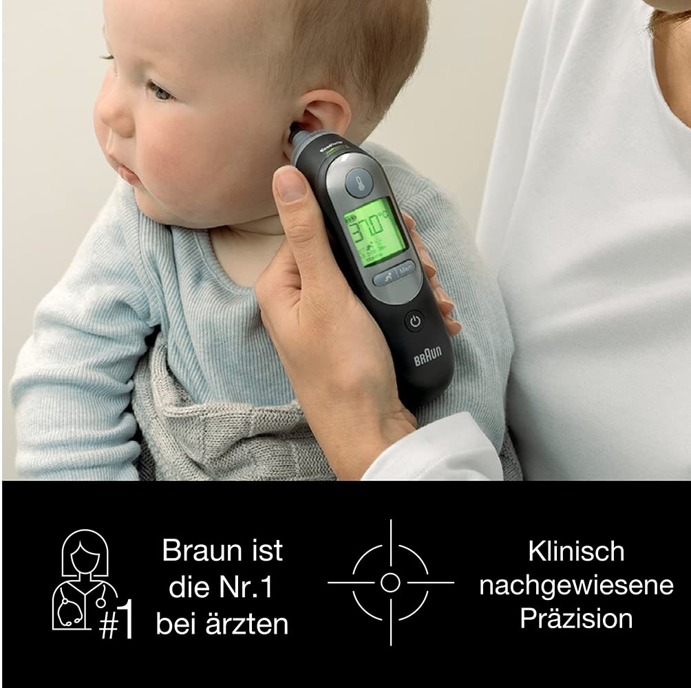 Braun ThermoScan 7 Ear Thermometer | Age Precision Technology | Color-Coded Digital Display | Baby and Toddler Friendly | The #1 Brand Among Doctors(1) - IRT6520BWE