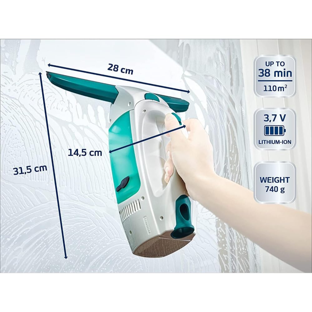 Leifheit window vacuum set Dry and Clean with 28 cm suction nozzle for 360° streak-free cleaning, window cleaner can be used for up to 38 minutes, window cleaner with automatic stand-by and click system - 51000