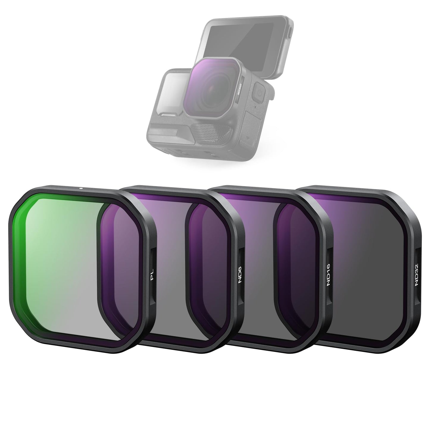 NEEWER Pack of 4 ND polarizing filter set compatible with Insta360 Ace Pro 2, PL/ND8/ND16/ND32 gray filter, not compatible updated version of the newly designed round lens protector, FL-A95 - 10105572