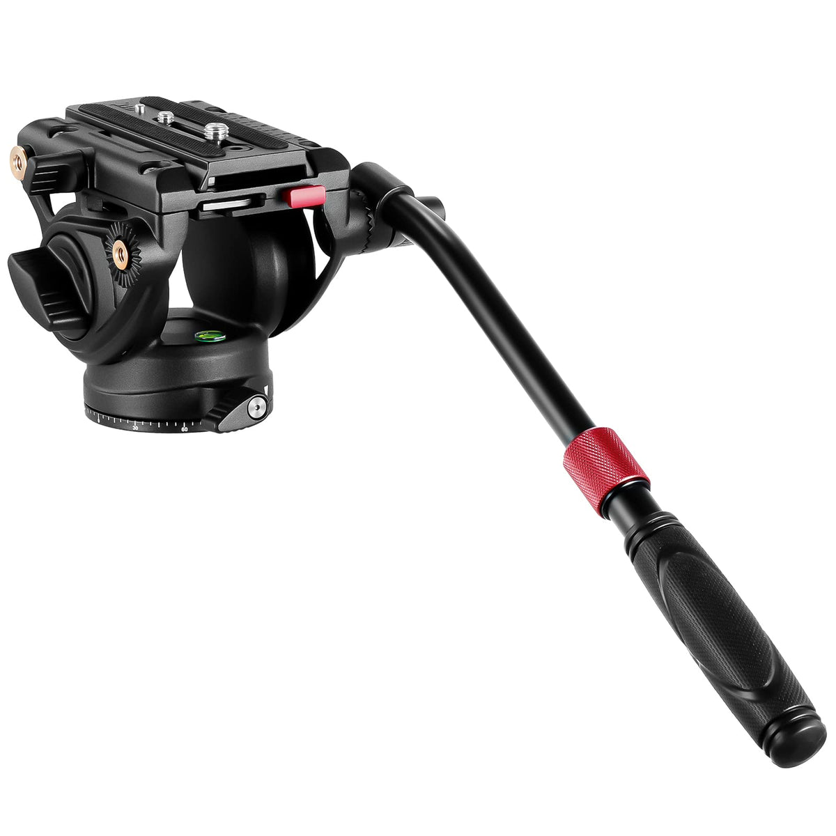 NEEWER Video Stativ Fluid Kopf cu placă de schimbare rapidă, compatibil cu DJI RS Gimbals, mâner telescopic și bază scalată (75mm Dia.) Capacitate maximă de încărcare 17,6lb, Heavy Duty pentru camere video DSLR, GM002