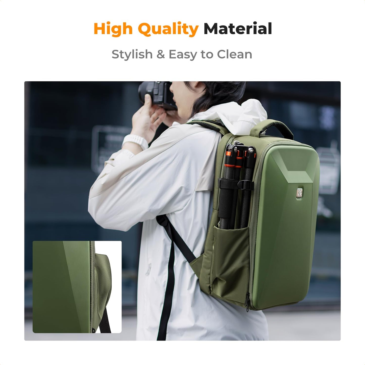 K&F CONCEPT camera backpack photo backpack with hard shell camera bag with 15.6 inch laptop compartment and rain cover, backpack for drones - KF13.134V3