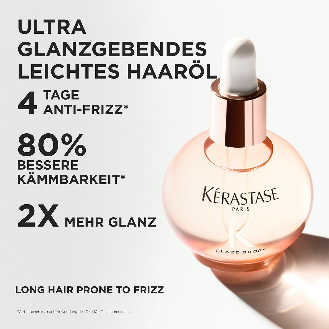 Kérastase Gloss Absolu Glaze Drops, Lightweight hair oil for long, frizz-prone hair, with wild rose oil, for ultimate shine & smoothness, 45ml - 3474637285012