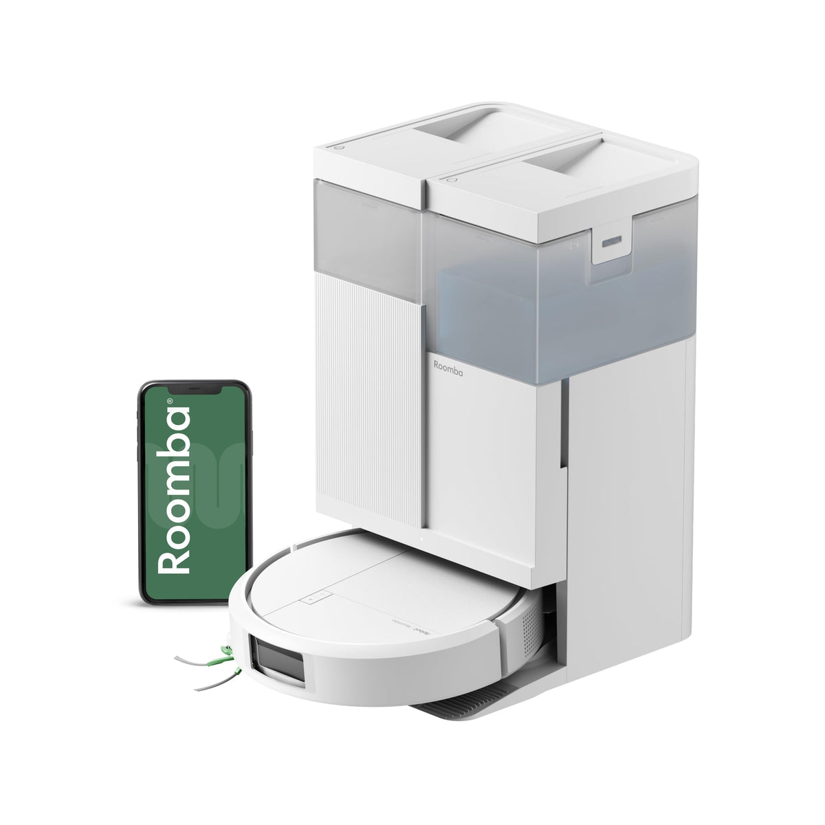 iRobot Roomba® Plus 515 Combo Robot + AutoWash™ Dock, 22Kpa, Dock multifuncțional, spală și usucă padurile de ștergere la temperaturi ridicate, Clearview LiDAR, se golește singur, alb - N285240