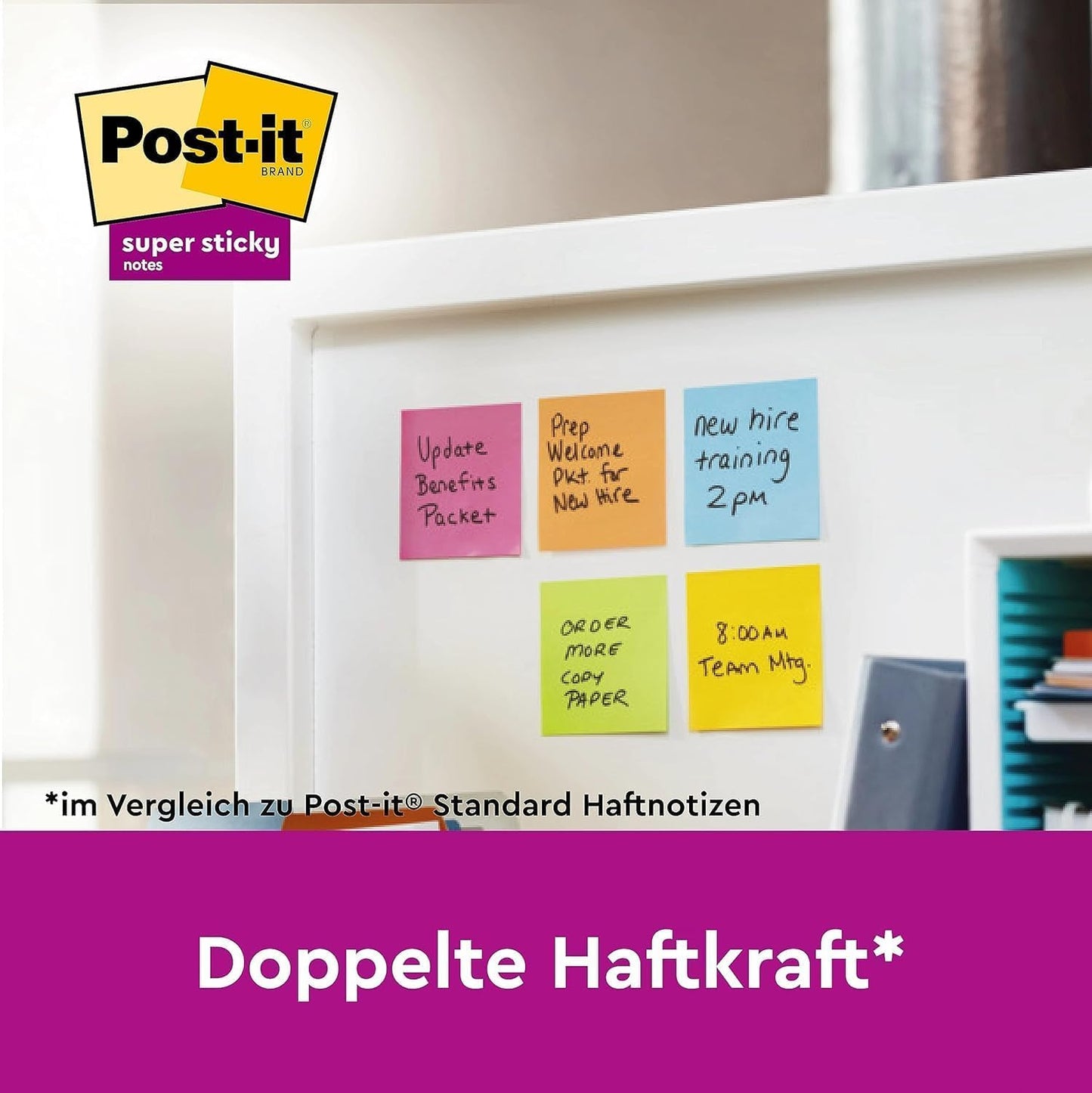 Post-it Super Sticky Notes, 12 pads (1080 sheets), 76mm x 76mm, Yellow - 654-S