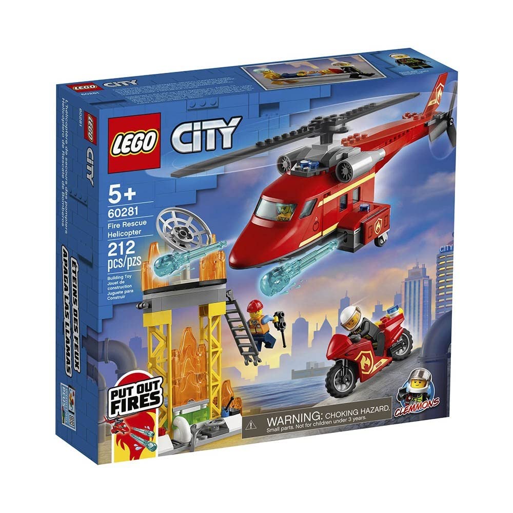 LEGO City Fire Rescue Helicopter 60281 Building Kit; Firefighter Toy and Fun Playset for Kids, New 2021 (212 Pieces) - 6332420