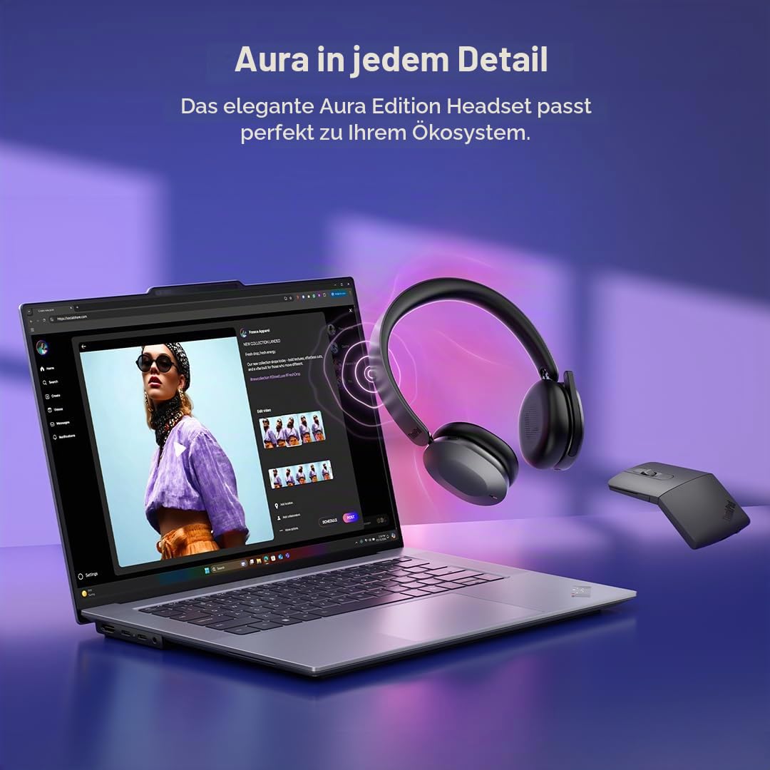 Căști wireless ANC pliabile Lenovo ThinkPad Dual-Mode 8550 Aura Edition USB-C Gri - 4XD1T60925