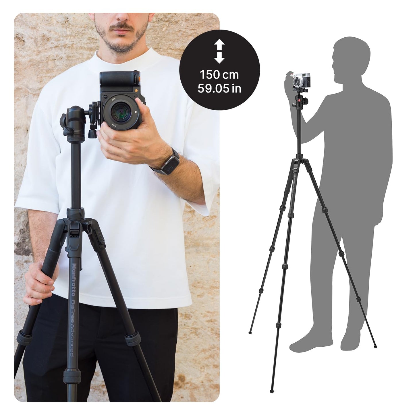 Manfrotto Befree Advanced AS Camera Tripod Rotary Lock Compatible with Arca-Swiss Portable Compact Travel Tripod Set Ball Head Aluminum Tripod for DSLR Mirrorless Cameras Camera Accessories - MKBFRTA4FB-BH